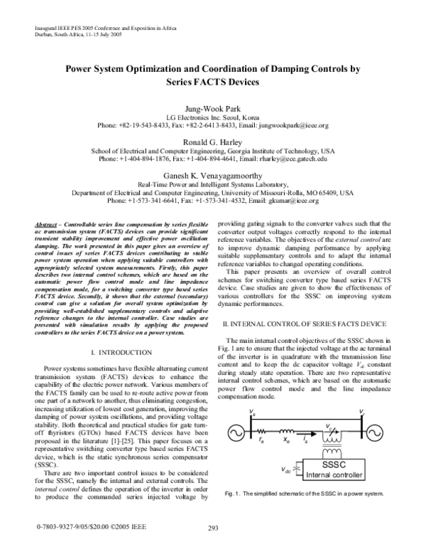 (PDF) Power system optimization and coordination of damping controls by