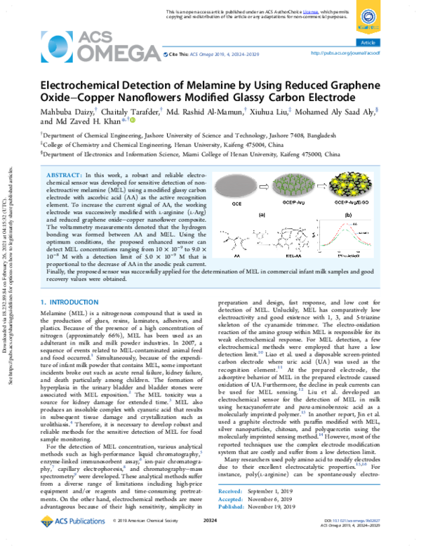 (PDF) Electrochemical Detection of Melamine by Using Reduced Graphene