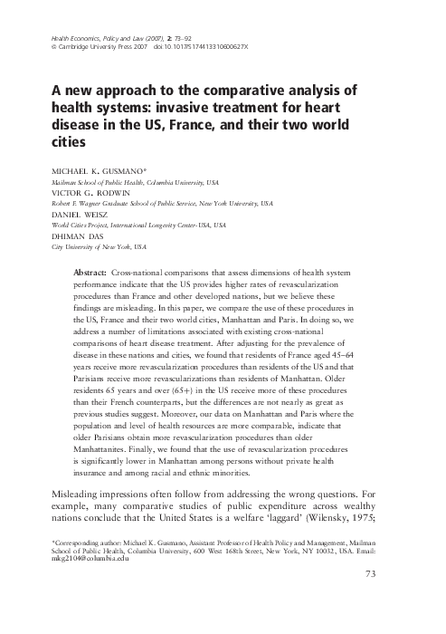 (PDF) A new approach to the comparative analysis of health systems ...