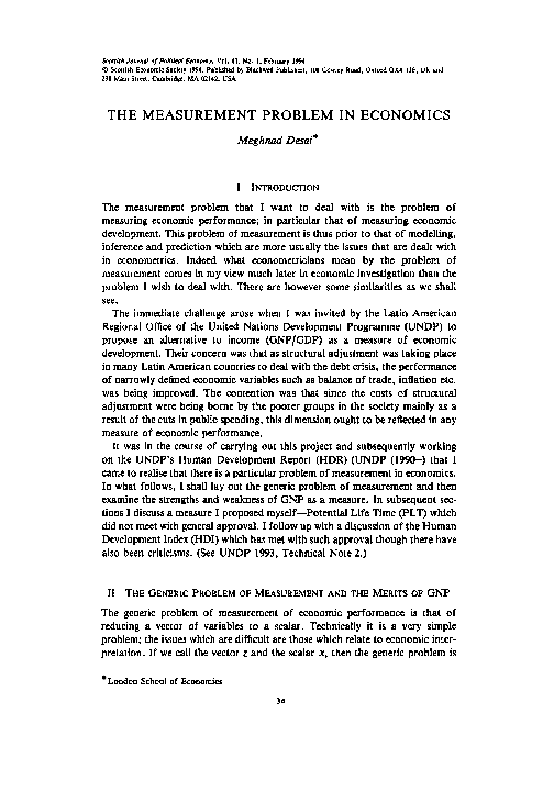 (PDF) The Measurement Problem in Economics