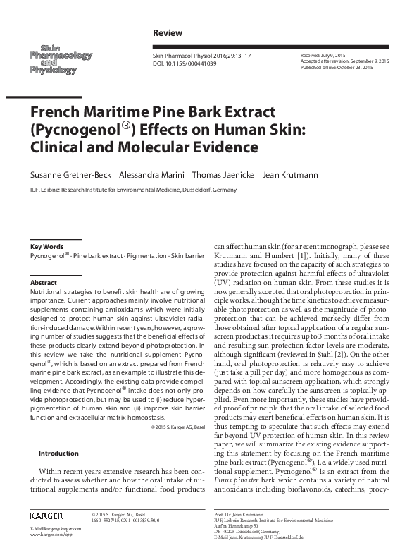(PDF) French Maritime Pine Bark Extract (Pycnogenol®) Effects on Human