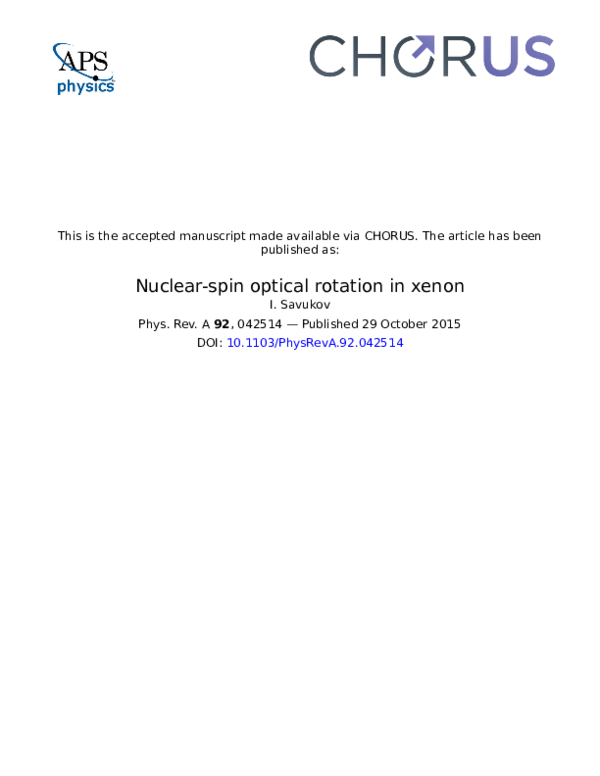 (PDF) Nuclear-spin optical rotation in xenon