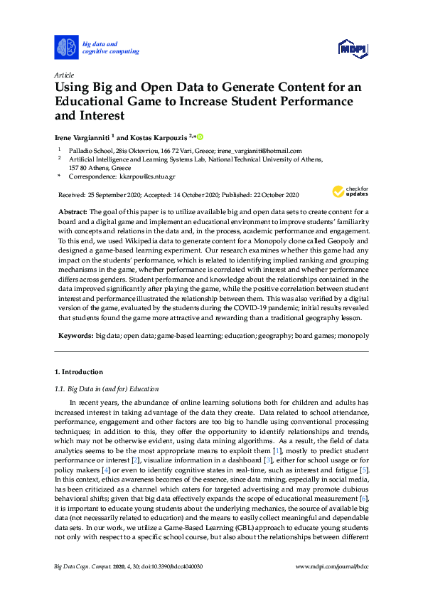 (PDF) Using Big and Open Data to Generate Content for an Educational ...