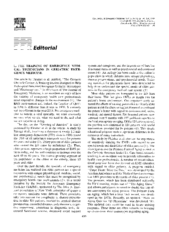 (PDF) The training of emergency medical technicians in geriatric ...