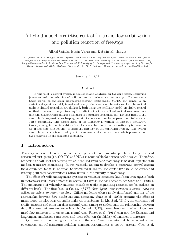 (PDF) A hybrid model predictive control for traffic flow stabilization ...