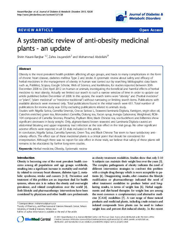 (PDF) A systematic review of anti-obesity medicinal plants - an update
