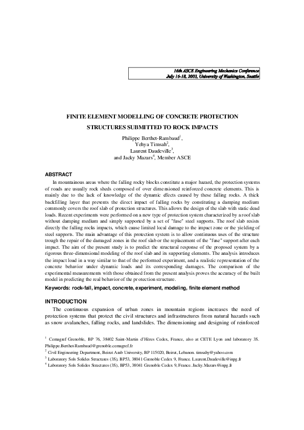 (PDF) Finite Element Modelling of Concrete Protection Structures ...