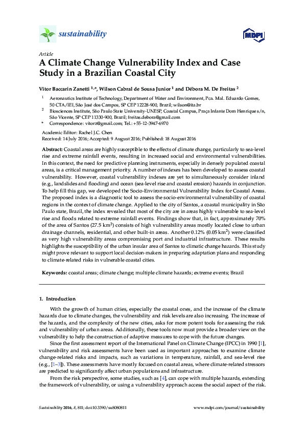 (PDF) A Climate Change Vulnerability Index and Case Study in a ...