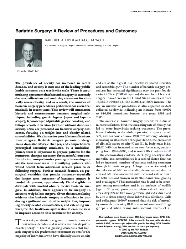 (PDF) Bariatric Surgery: A Review of Procedures and Outcomes