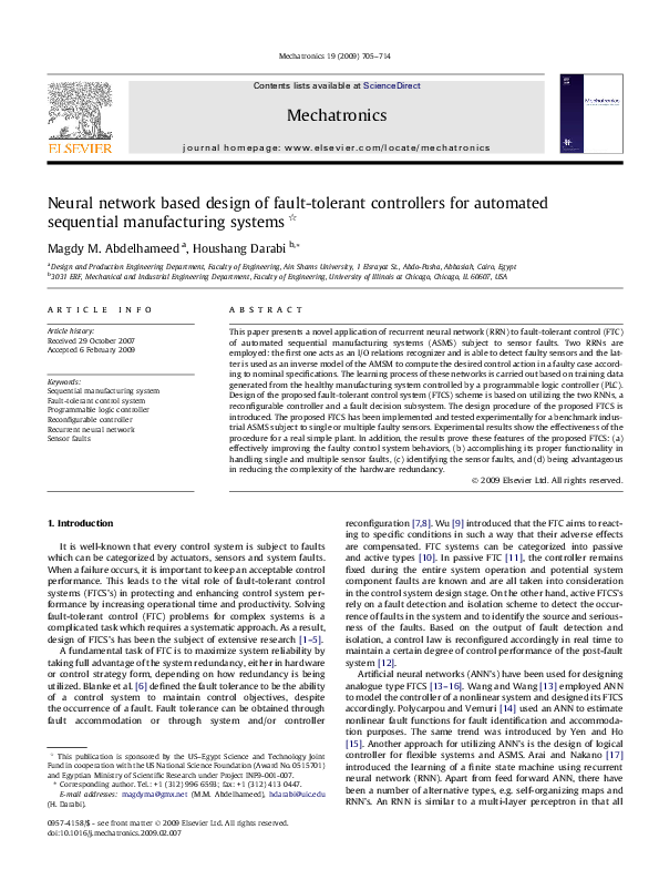 (PDF) Neural network based design of fault-tolerant controllers for ...