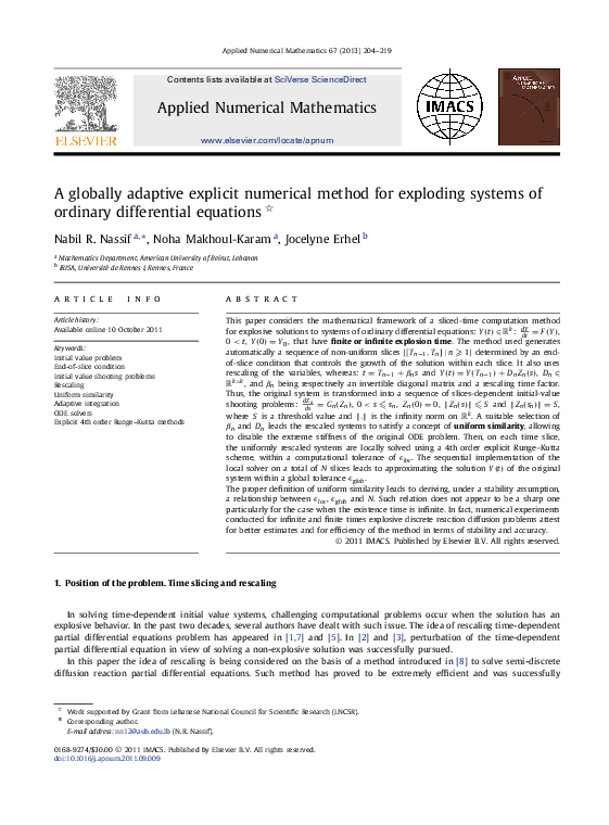 (PDF) A globally adaptive explicit numerical method for exploding ...