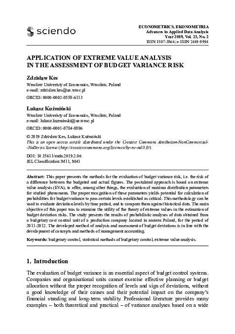 (PDF) Application of extreme value analysis in the assessment of budget ...
