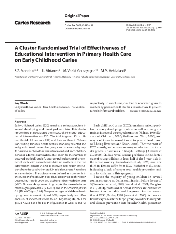 (PDF) A Cluster Randomised Trial of Effectiveness of Educational ...