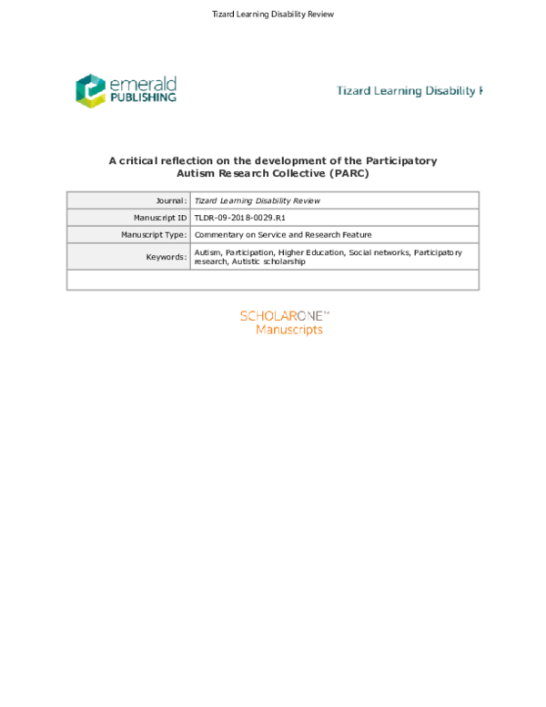 (PDF) A critical reflection on the development of the Participatory ...