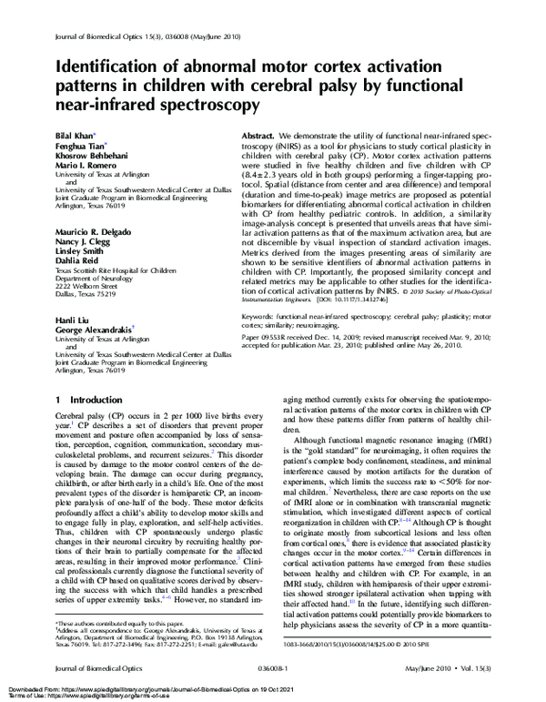 (PDF) Identification of abnormal motor cortex activation patterns in ...