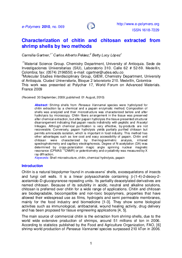 (PDF) Characterization of chitin and chitosan extracted from shrimp ...