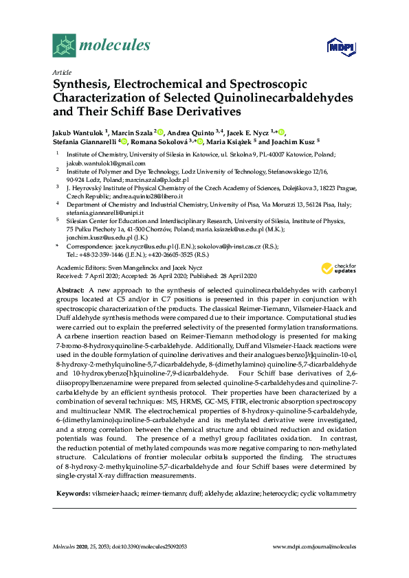 (PDF) Synthesis, Electrochemical and Spectroscopic Characterization of ...