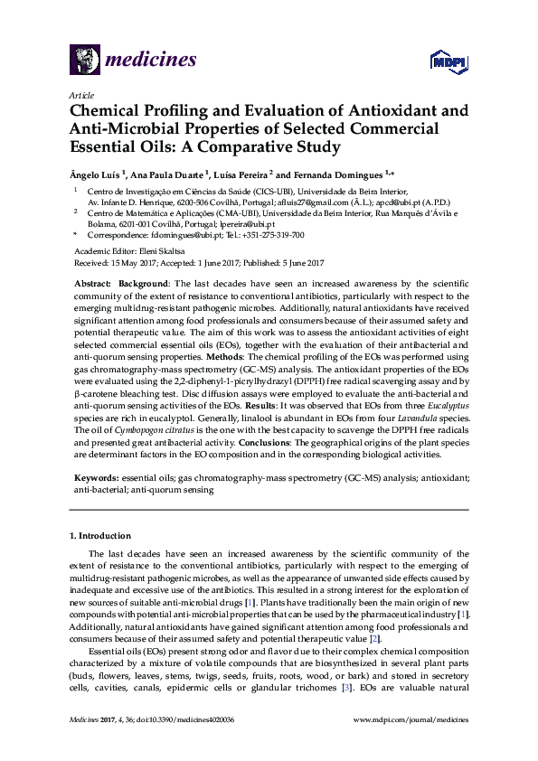 (PDF) Chemical Profiling and Evaluation of Antioxidant and Anti ...