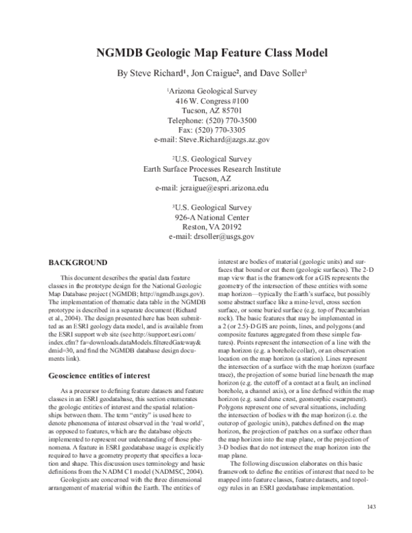 (PDF) NGMDB Geologic Map Feature Class Model