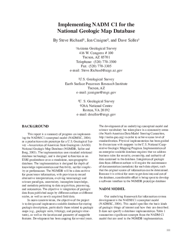 (PDF) Implementing NADM C1 for the National Geologic Map Database