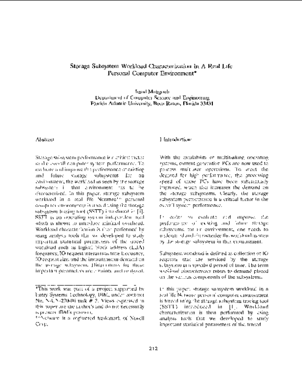 (PDF) Storage subsystem workload characterization in a real life ...