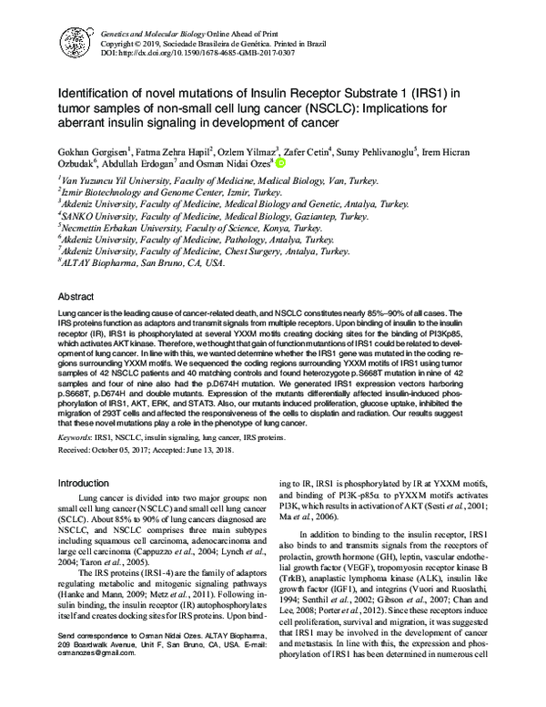 (PDF) Identification of novel mutations of Insulin Receptor Substrate 1 ...