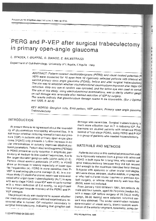 (PDF) PERG and P-VEP after surgical trabeculectomy in primary open ...