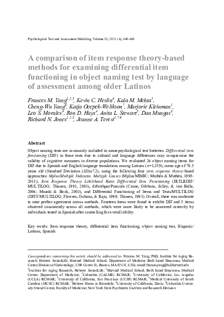(PDF) A comparison of item response theory-based methods for examining ...