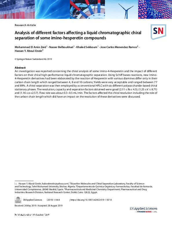 (PDF) Analysis of different factors affecting a liquid chromatographic