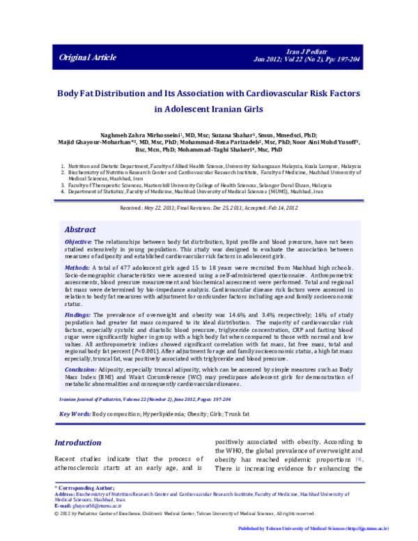 (PDF) Body fat distribution and its association with cardiovascular ...