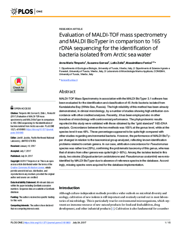 (PDF) Evaluation of MALDI-TOF mass spectrometry and MALDI BioTyper in ...