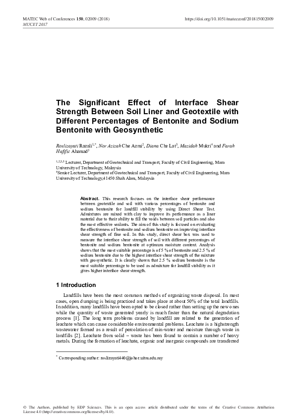 (PDF) The Significant Effect of Interface Shear Strength Between Soil ...