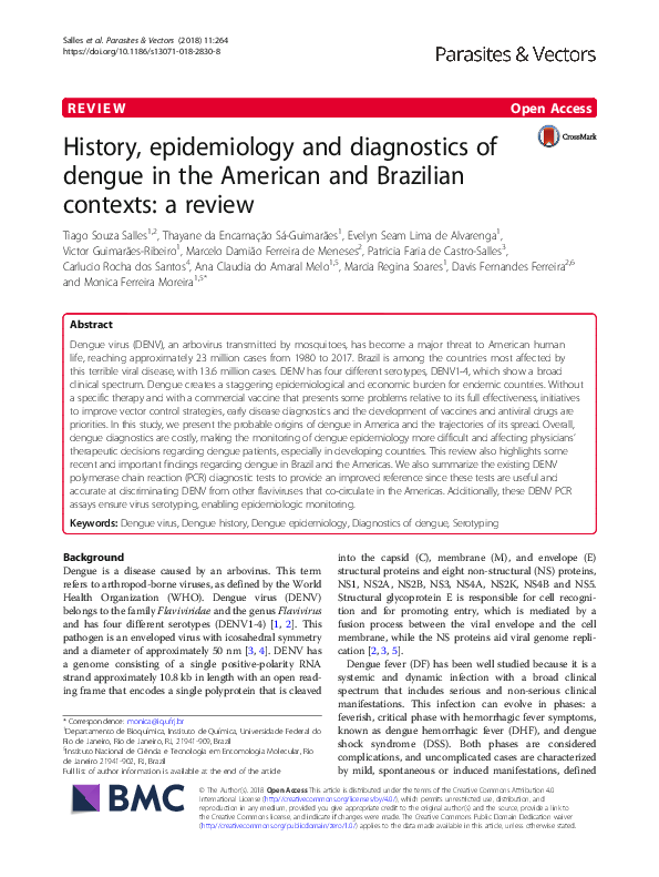 (PDF) History, epidemiology and diagnostics of dengue in the American ...
