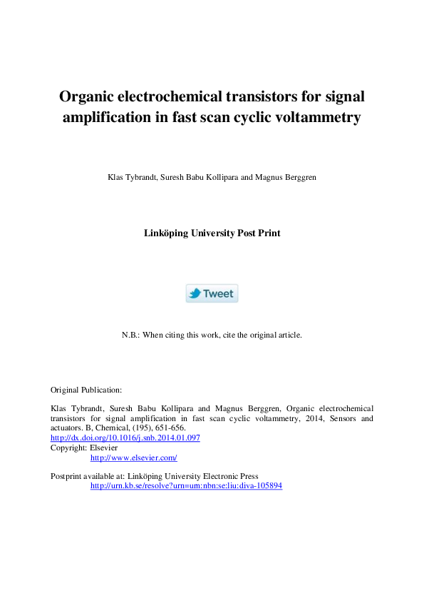 (PDF) Organic electrochemical transistors for signal amplification in ...