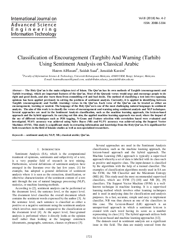 (PDF) Classification of Encouragement (Targhib) And Warning (Tarhib ...