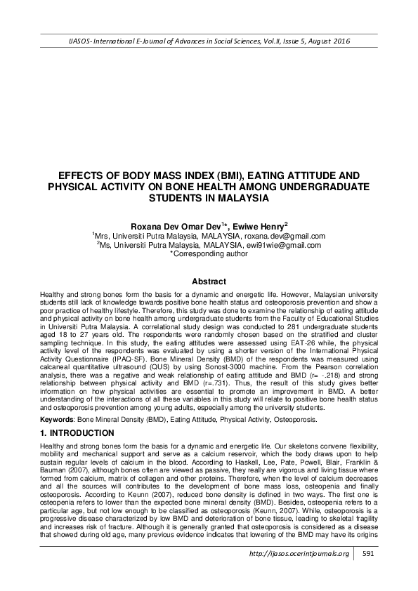 (PDF) Effects of Body Mass Index (Bmi), Eating Attitude and Physical ...