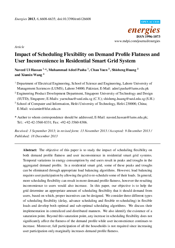 (PDF) Impact of Scheduling Flexibility on Demand Profile Flatness and ...