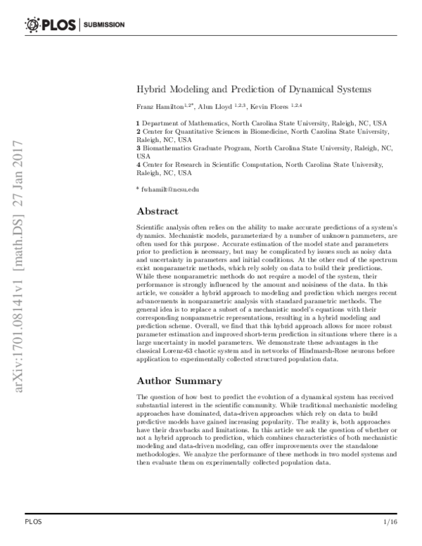 (PDF) Hybrid modeling and prediction of dynamical systems
