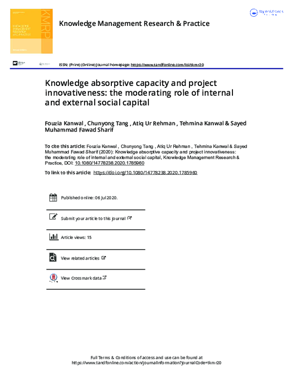 (PDF) Knowledge absorptive capacity and project innovativeness: the ...