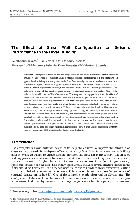 (PDF) The Effect of Shear Wall Configuration on Seismic Performance in ...