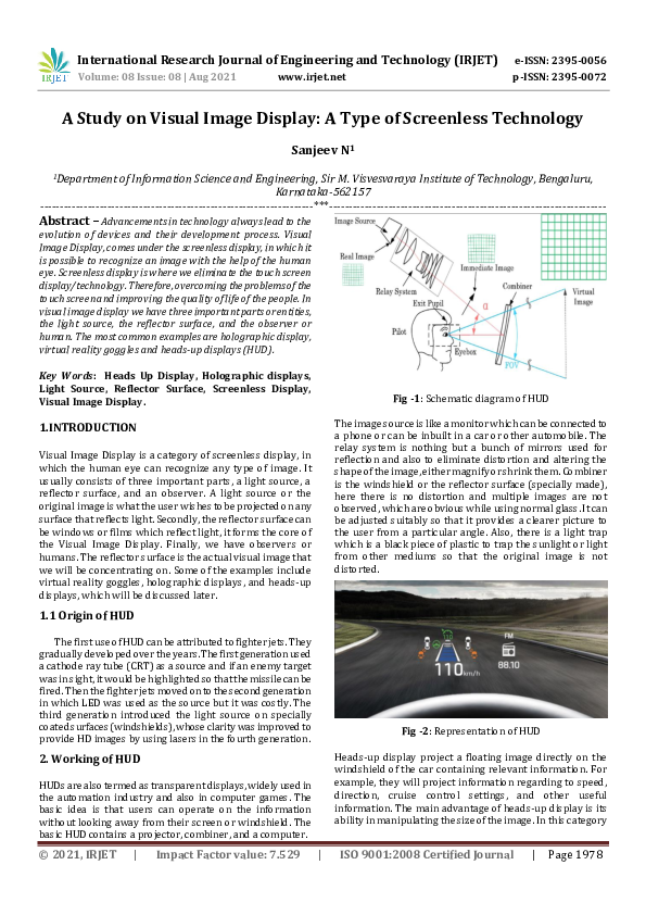 (PDF) IRJET A Study on Visual Image Display A Type of Screenless Technology IRJET Journal