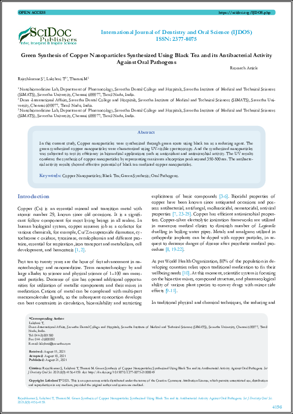 (PDF) Green Synthesis of Copper Nanoparticles Synthesized Using Black ...