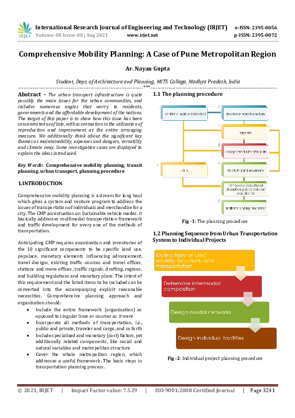 (PDF) IRJET- Comprehensive Mobility Planning: A Case of Pune ...