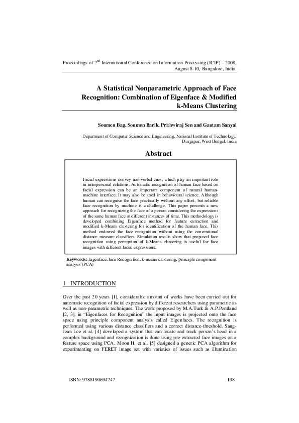 (PDF) A Statistical Nonparametric Approach of Face Recognition ...