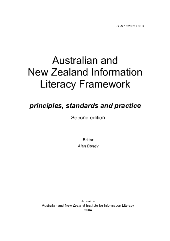 (PDF) Australian and New Zealand information literacy framework