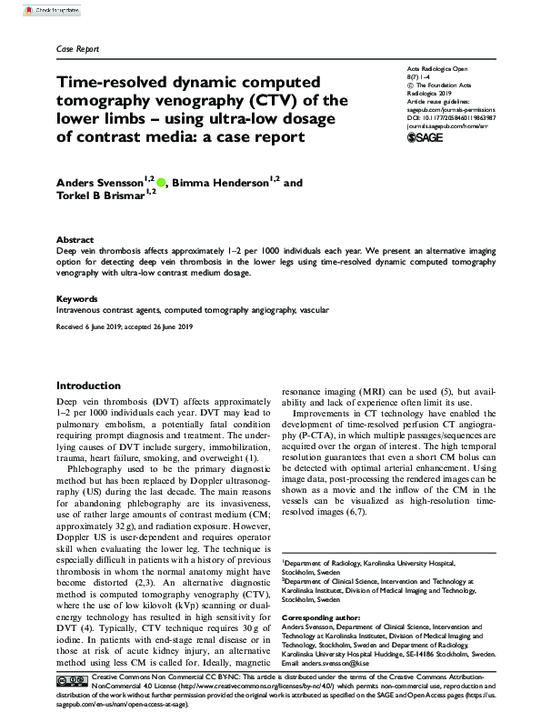 (PDF) Time-resolved dynamic computed tomography venography (CTV) of the ...