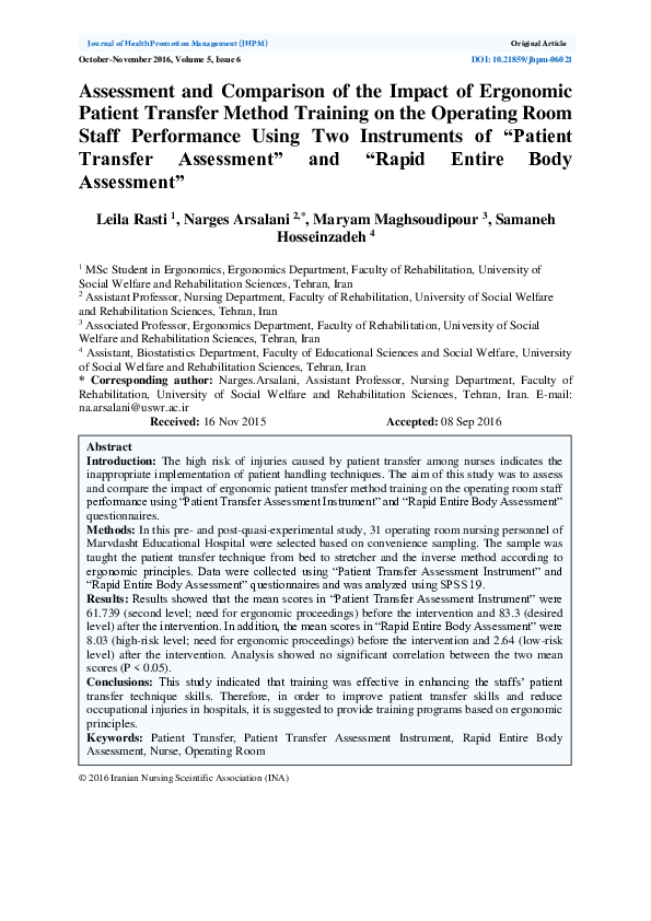 (PDF) Assessment and Comparison of the Impact of Ergonomic Patient ...