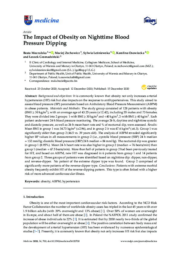(PDF) The Impact of Obesity on Nighttime Blood Pressure Dipping