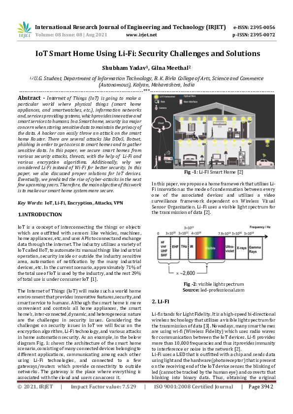 (PDF) IRJET- IoT Smart Home Using Li-Fi: Security Challenges and Solutions