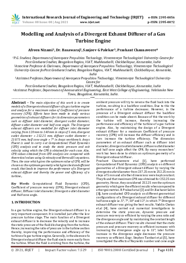 (PDF) IRJET- Modelling and Analysis of a Divergent Exhaust Diffuser of ...